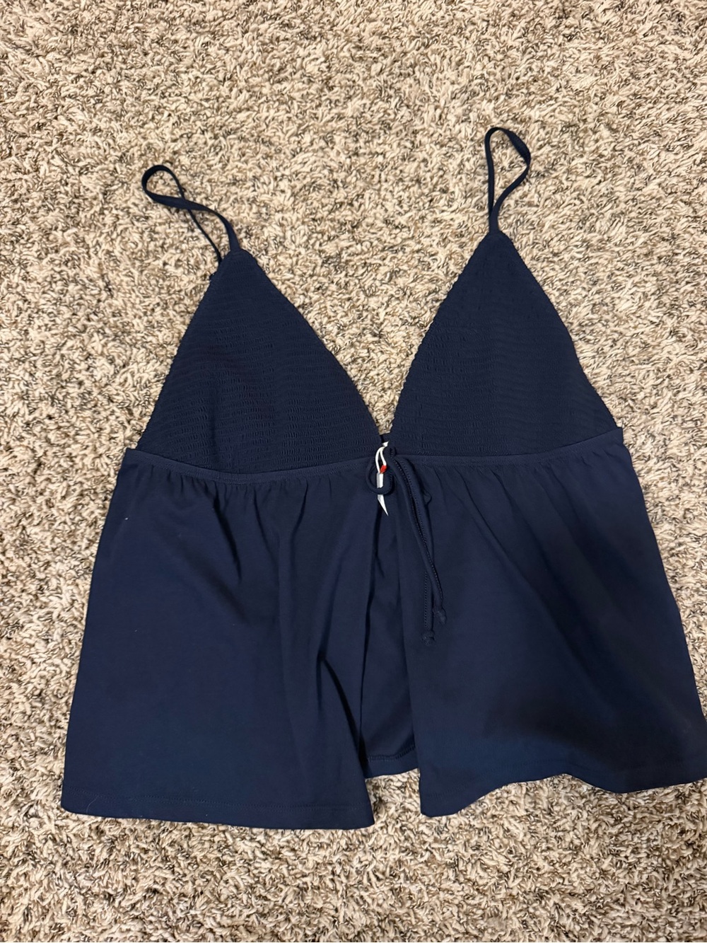 Aritzia Navy Lace-Trim Sleep Cami with Front Tie